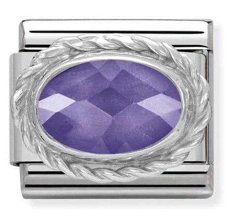 Przejdź do produktu Nomination Element Fioletowa Cyrkonia Owalna Silver