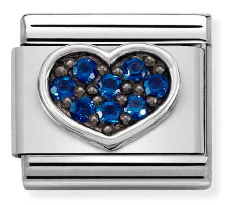 330323/08 Serce z cyrkoniami niebieskie (Heart Blue CZ)