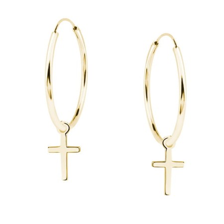 Kolczyki srebro 925 koła z krzyżykami złote