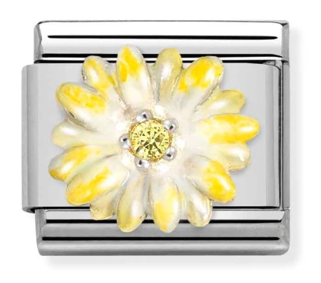 330321/04 Żółty kwiat z żółtą cyrkonią Silver (Yellow Flower with Yellow CZ)