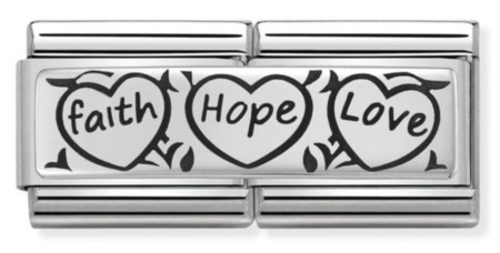 Podwójny link 'Faith Hope Love' Silver