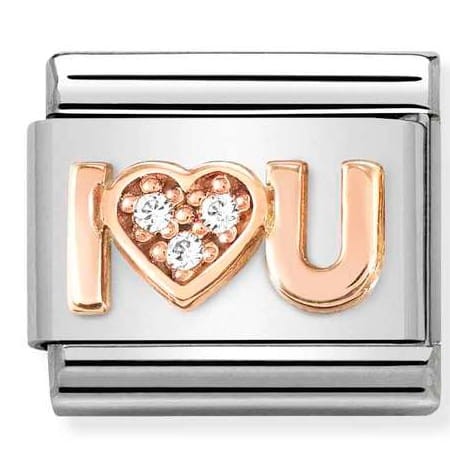I Love You z cyrkoniami Rose Gold