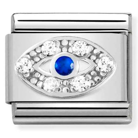 Oko z niebieską cyrkonią Silver