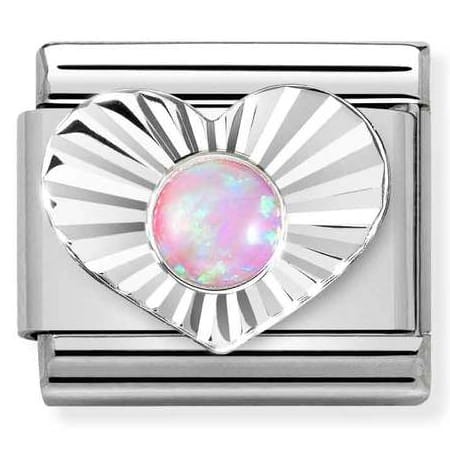 Różowy opal w sercu Silver