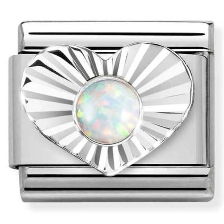 Biały opal w sercu Silver