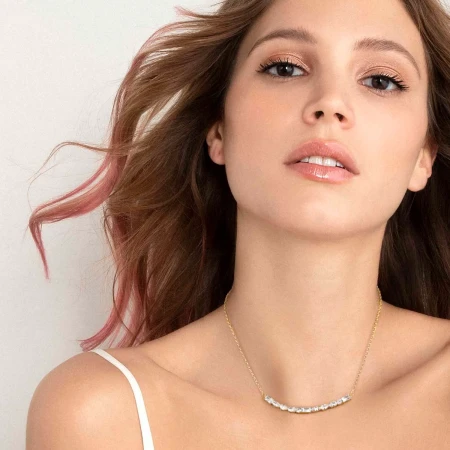 Naszyjnik Nomination Colour Wave białe cyrkonie złoty