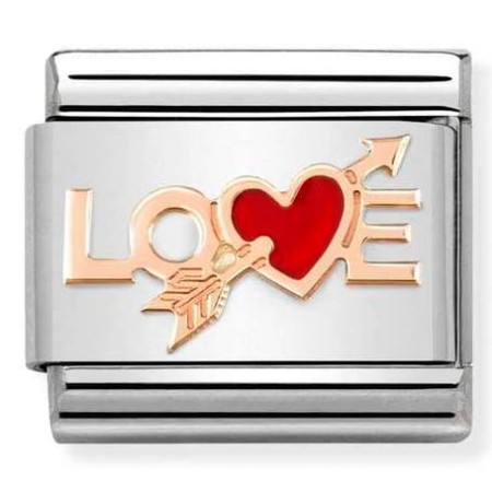 Nomination Element 9K LOVE serce ze strzałą Rose Gold