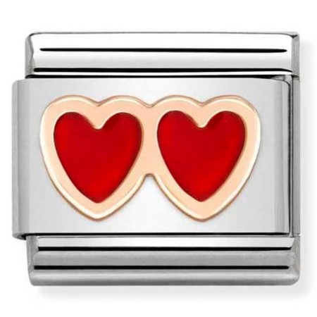 Nomination Element 9K Podwójne serca Rose Gold