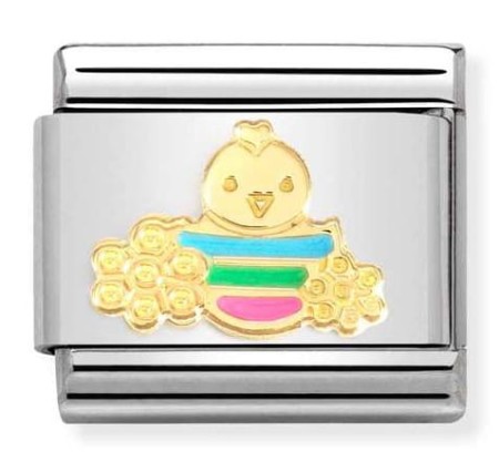 Nomination Element Link 18K Kurczaczek wielkanocny z kwiatami Gold