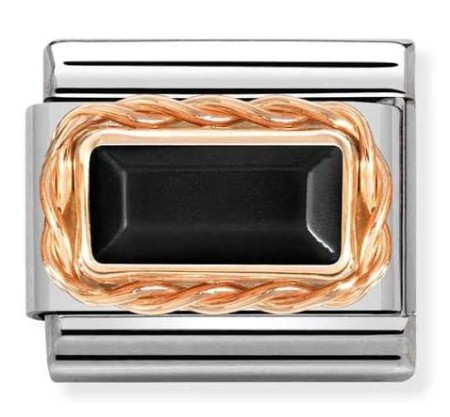 Nomination Element 9K Prostokątny czarny agat Rose Gold