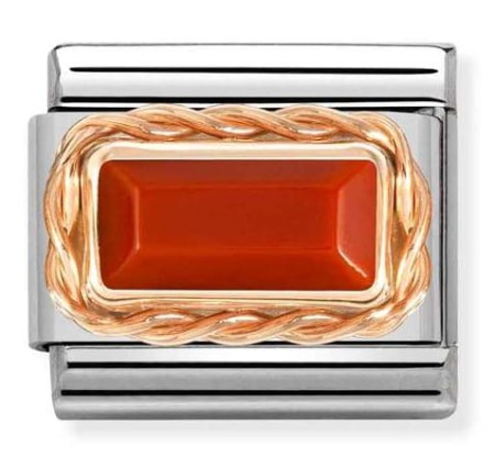 Nomination Element 9K Prostokątny czerwony koral Rose Gold