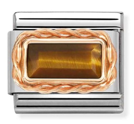 Nomination Element 9K Prostokątne tygrysie oko Rose Gold