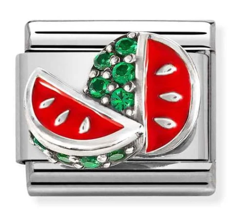 Nomination Element Arbuz z zielonymi cyrkoniami Silver