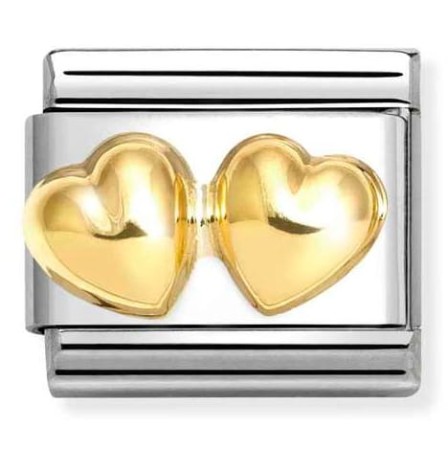Nomination Element 18K Podwójne serca wypukłe Gold