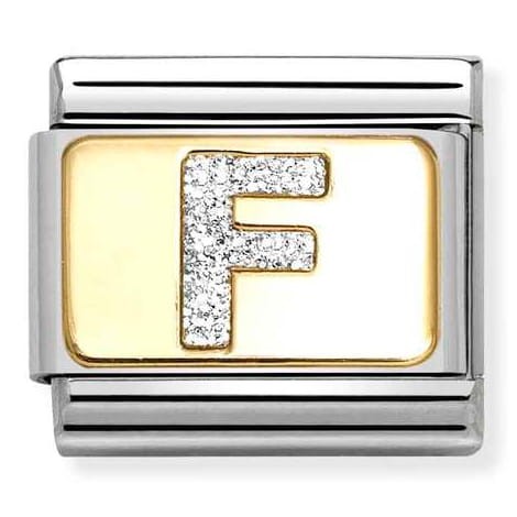 Przejdź do produktu Nomination Element Link 18K Litera "F" z brokatem Gold