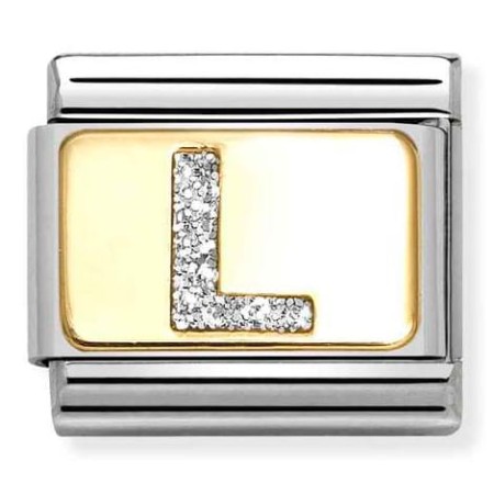 Nomination Element Link 18K Litera "L" z brokatem Gold