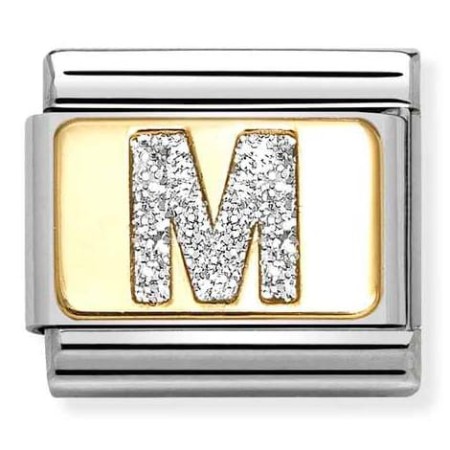 Nomination Element Link 18K Litera "M" z brokatem Gold