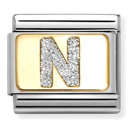 Nomination Element Link 18K Litera "N" z brokatem Gold