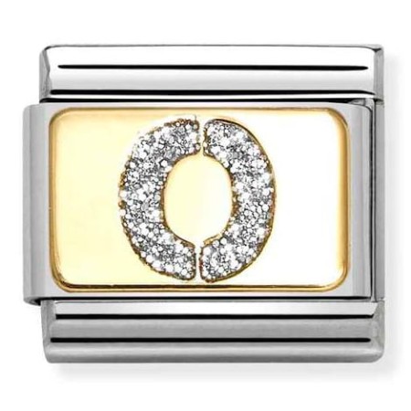 Nomination Element 18K Litera "O" z brokatem Gold