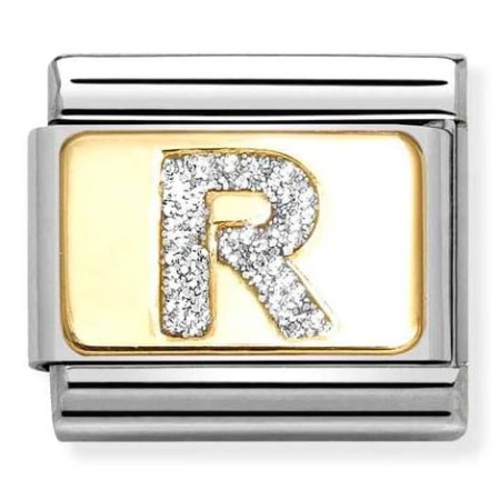 Nomination Element Link 18K Litera "R" z brokatem Gold