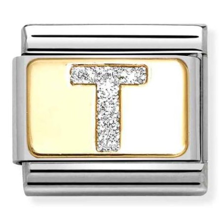 Nomination Element Link 18K Litera "T" z brokatem Gold