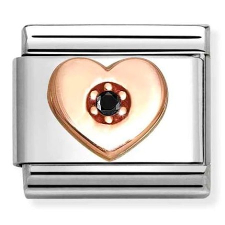 Nomination Element 9K Serce z czarną cyrkonią Rose Gold