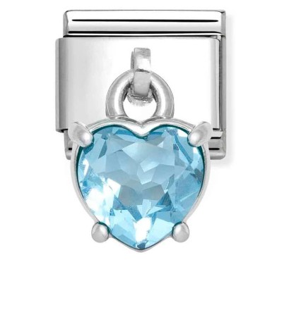 Nomination Element Charms Cyrkonia wisząca niebieskie serce Silver