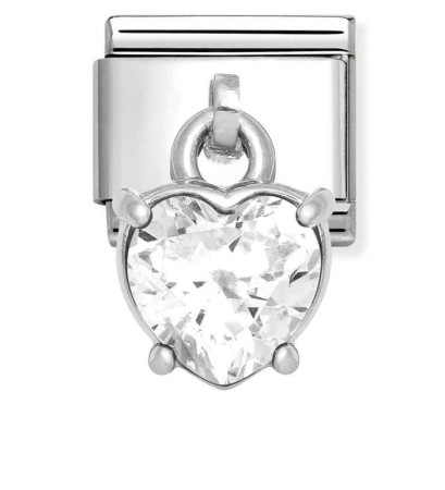 Nomination Element Charms Cyrkonia wisząca białe serce Silver