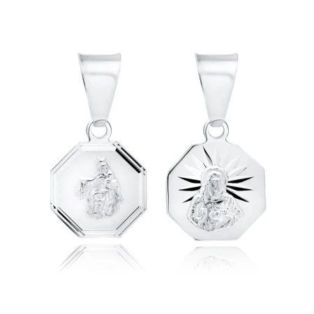 Medalik heksagon - Jezus / Matka Boska Szkaplerzna srebro 925 M0231R