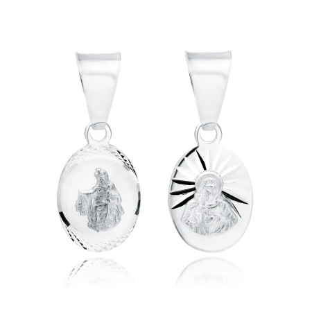 Medalik owalny - Jezus / Matka Boska Szkaplerzna srebro 925 M0232R