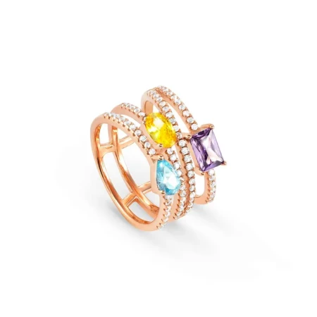 Pierścionek Nomination Colour Wave kolorowe cyrkonie złoty