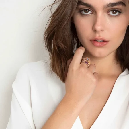 Pierścionek Nomination Colour Wave kolorowe cyrkonie złoty