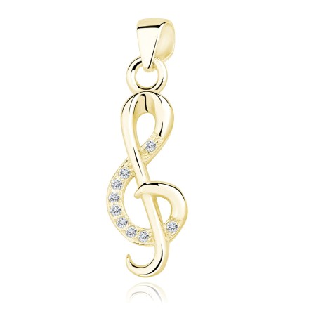 Zawieszka srebro 925 klucz wiolinowy z cyrkoniami złota Z1252CG_W