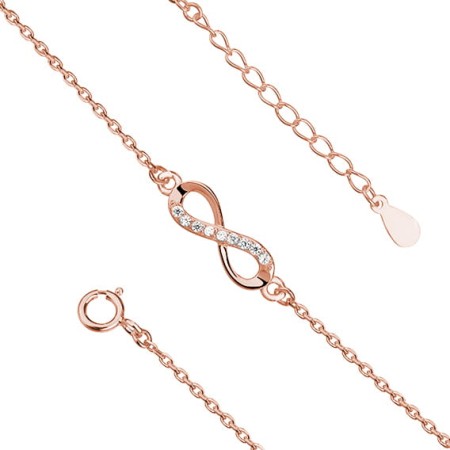 Bransoletka srebro 925 nieskończoność cyrkonie rosegold Z1107B_RG
