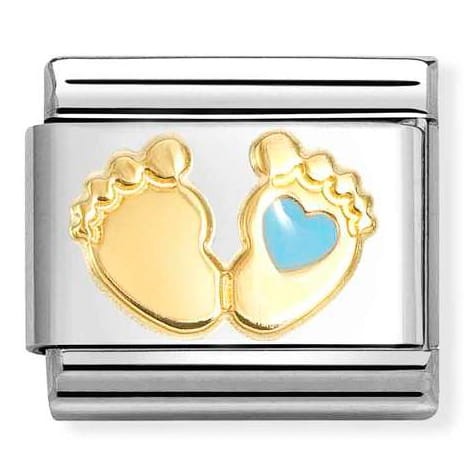 Przejdź do produktu Nomination Element Link 18K Dziecięcie stópki z niebieską emalią 030272/86