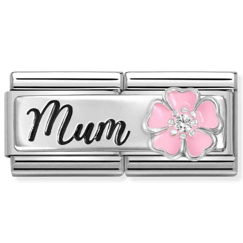 Przejdź do produktu Nomination Powójny Element Link Silver 925 Mum z różowym kwiatkiem 330734/18