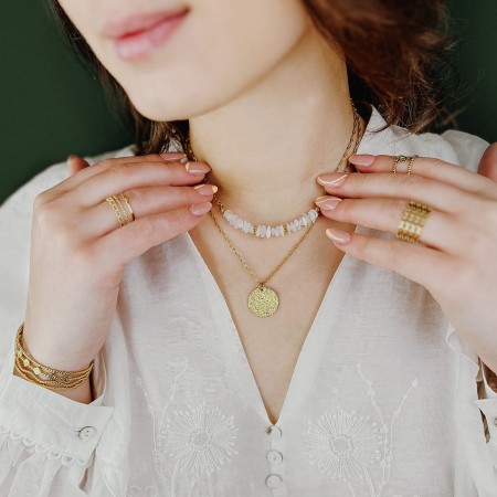 Naszyjnik Manoki z nieregularnym kamieniem księżycowym WA773GW