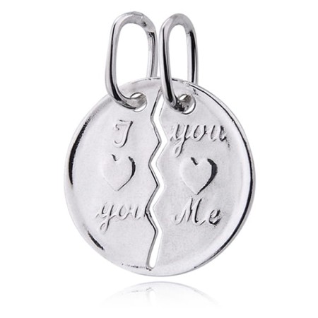 Zawieszka srebro 925 łamana dla par napis "I love you / You love me" srebrna