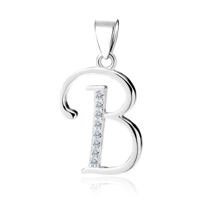 Zawieszka srebro 925 elegancka litera "B" z cyrkoniami srebrna