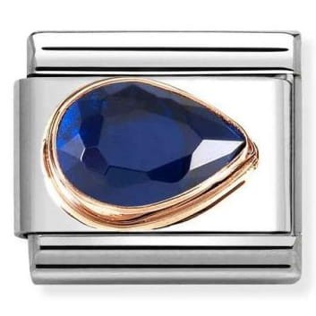 Nomination Element 9K Granatowa cyrkonia łezka Rose Gold