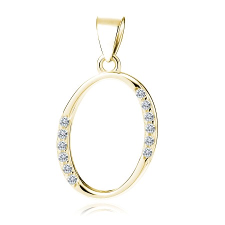 Zawieszka srebro 925 elegancka litera "O" z cyrkoniami złota
