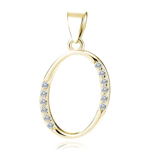 Przejdź do produktu Zawieszka srebro 925 elegancka litera "O" z cyrkoniami złota