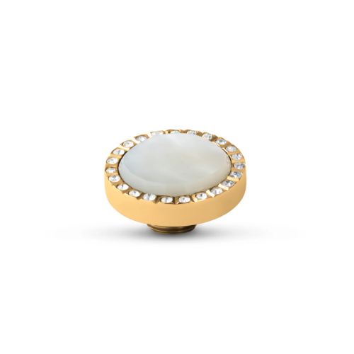 Przejdź do produktu Oczko Melano Vivid perła z cyrkoniami VM69 White Mother of Pearl złote