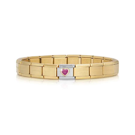Bransoletka Composable Serce z fuksjowym brokatem NOMINATION złoty mat 192