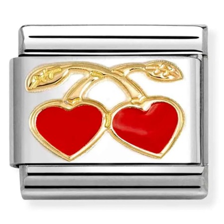 Nomination Element 18K Czerwone wisienki w kształcie serc Gold
