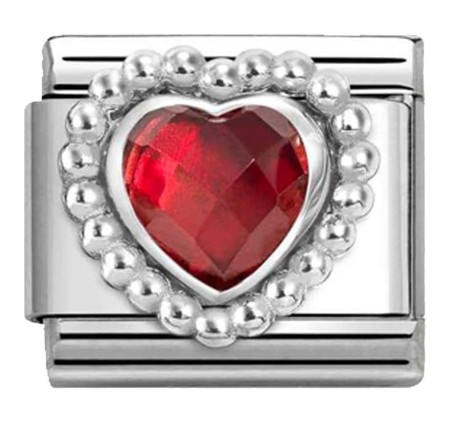 Nomination Element Link Silver 925 Czerwona cyrkonia z ozdobną otoczką