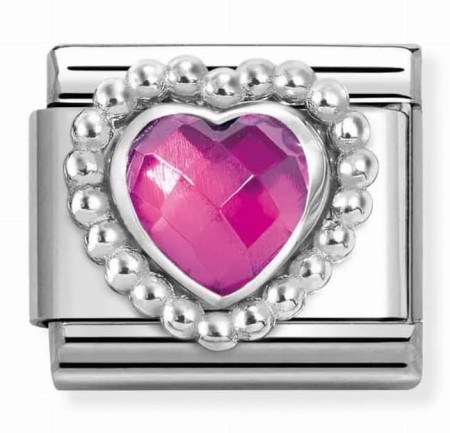 Nomination Element Link Silver 925 Fuksjowa cyrkonia z ozdobną otoczką