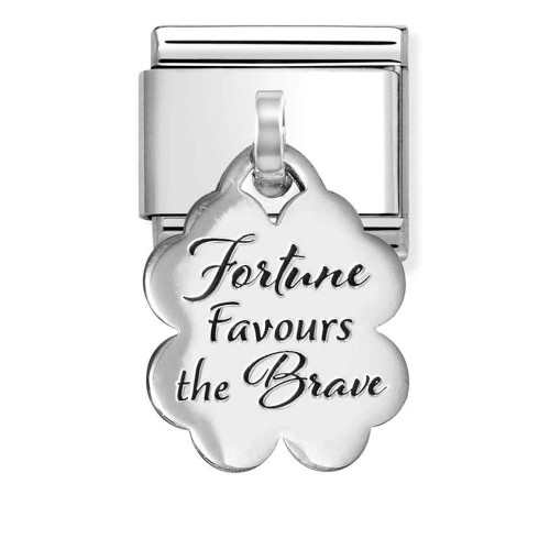 Przejdź do produktu Nomination Element Link Silver 925 Zawieszka koniczyna z grawerem FORTUNE FAVOURS THE BRAVE