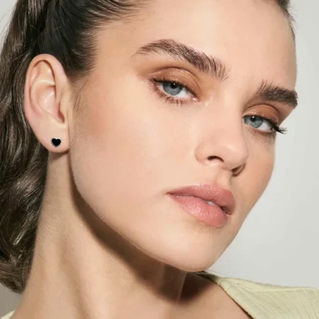 Kolczyki Nomination Emosfere czarne serce srebrne