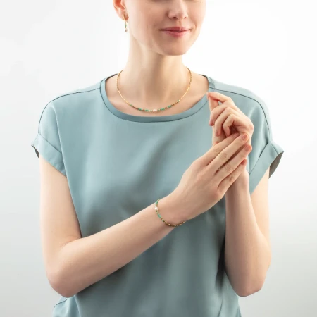 Naszyjnik Coeur de Lion Lagoon Pearl miętowy/złoty